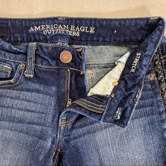 American Eagle Dark Wash Raw Hem Stripe Trim 2 - Picture 7 of 7